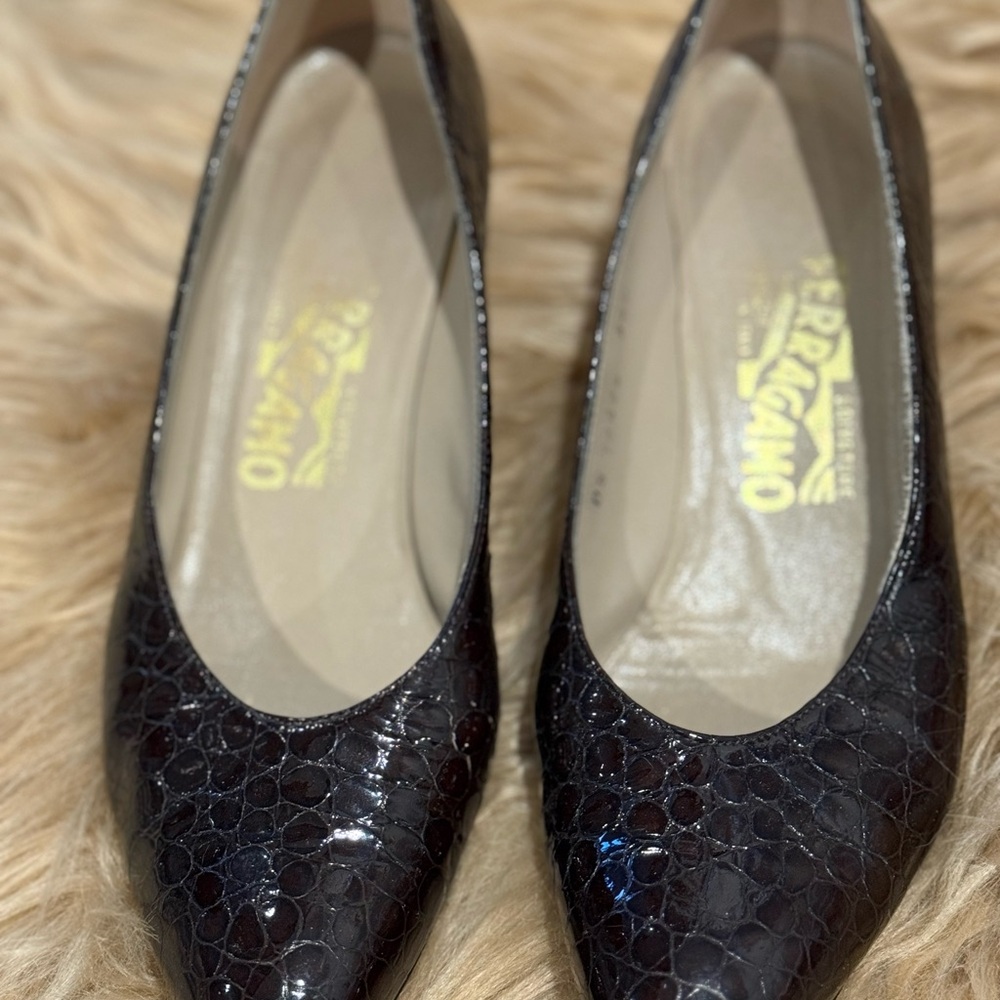 Salvatore Ferragamo Dark Textured Heels